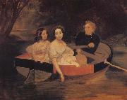 Karl Briullov Portrait of the Artist with Baroness Yekaterina Meller-akomelskaya and her Daughter in a Boat china oil painting reproduction
